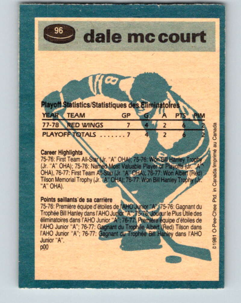 1981-82 O-Pee-Chee #96 Dale McCourt Calgary Flames V30129