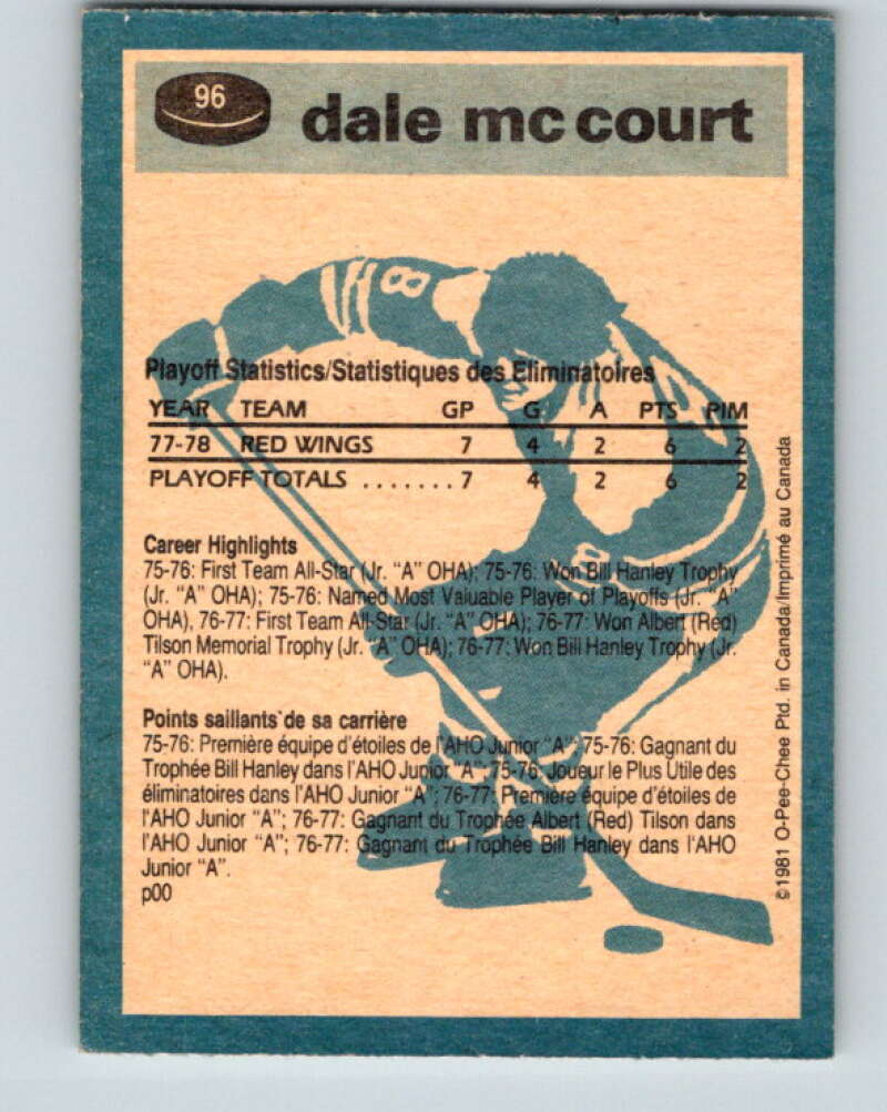 1981-82 O-Pee-Chee #96 Dale McCourt Calgary Flames V30130