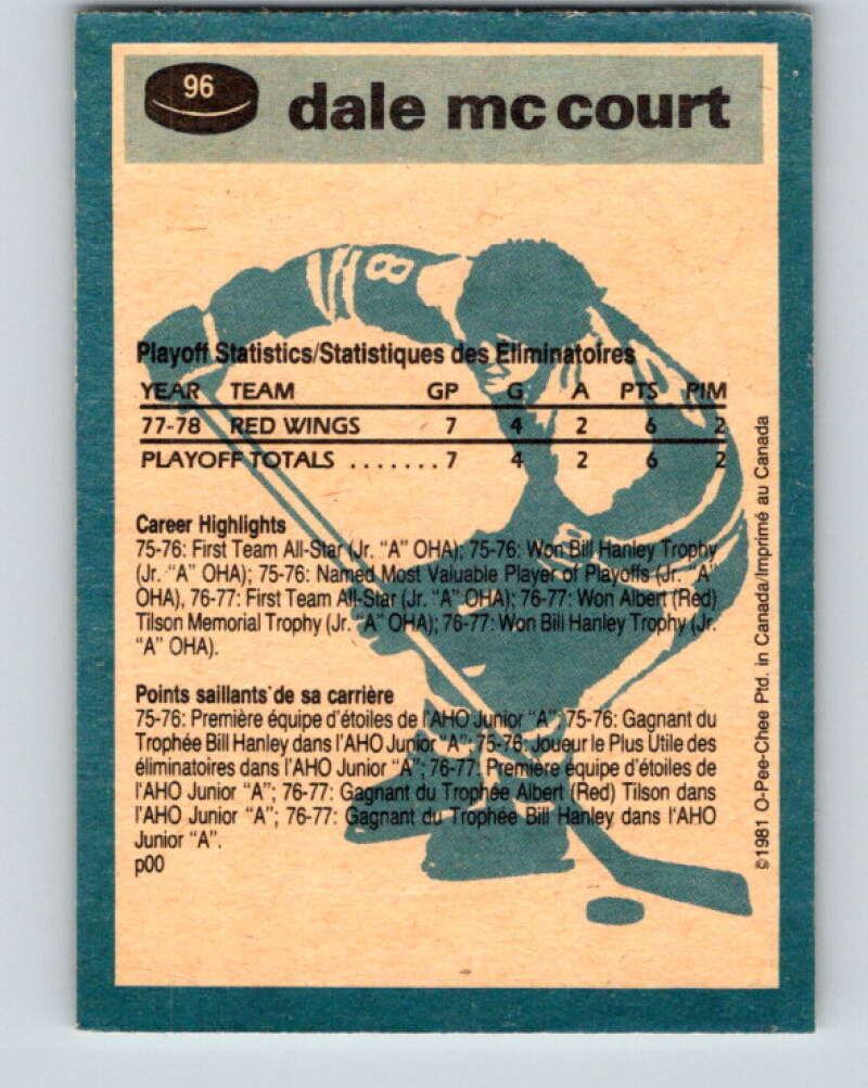 1981-82 O-Pee-Chee #96 Dale McCourt Calgary Flames V30131
