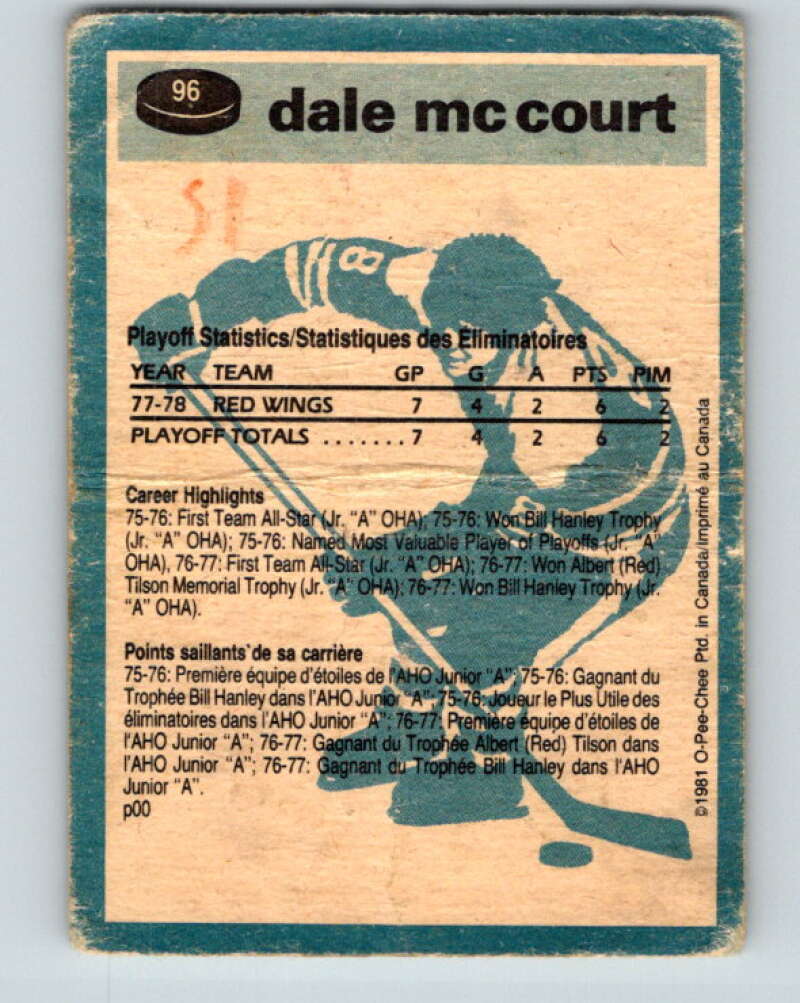 1981-82 O-Pee-Chee #96 Dale McCourt Calgary Flames V30132