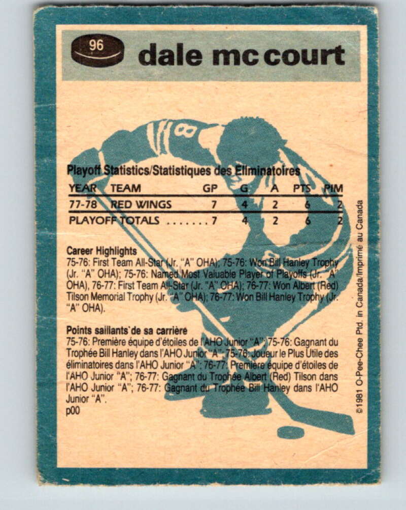 1981-82 O-Pee-Chee #96 Dale McCourt Calgary Flames V30136