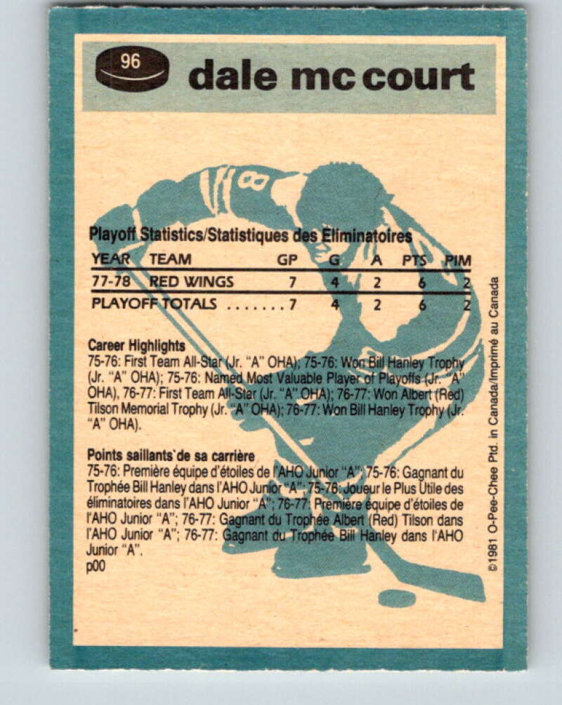 1981-82 O-Pee-Chee #96 Dale McCourt Calgary Flames V30137