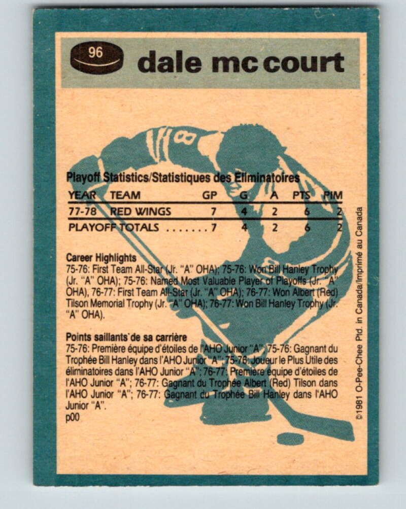 1981-82 O-Pee-Chee #96 Dale McCourt Calgary Flames V30138