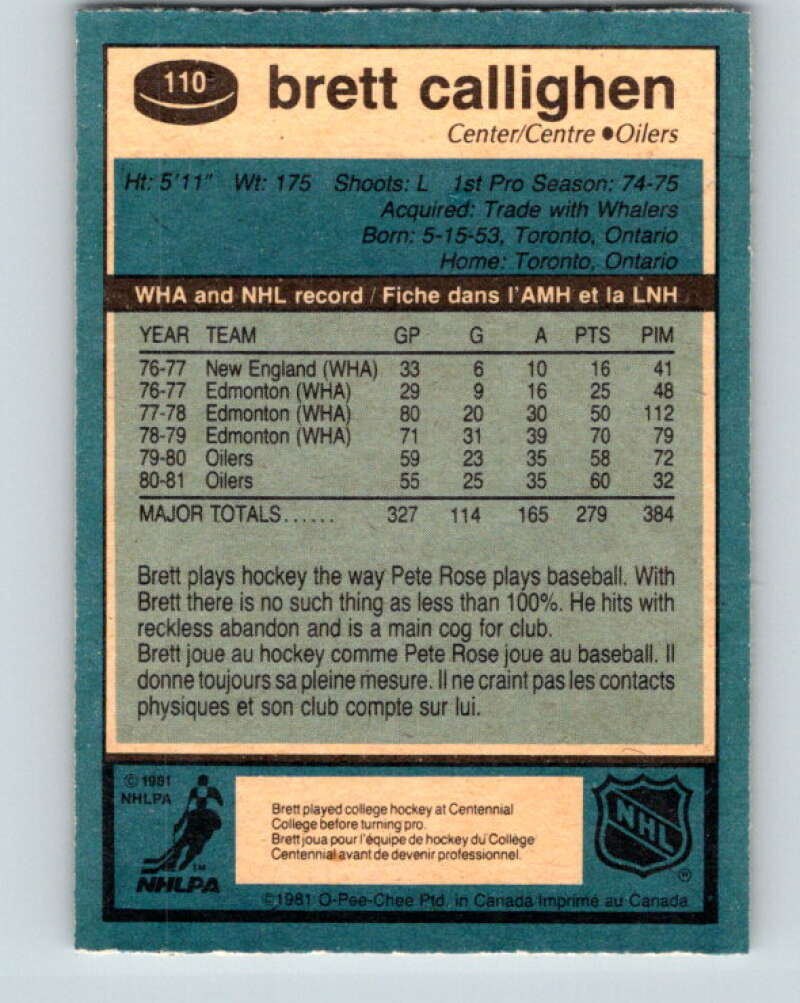 1981-82 O-Pee-Chee #110 Brett Callighen Edmonton Oilers V30229