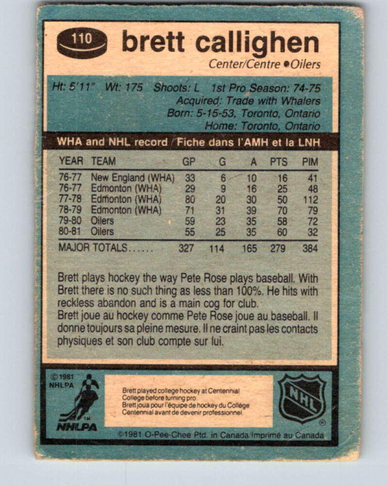 1981-82 O-Pee-Chee #110 Brett Callighen Edmonton Oilers V30231
