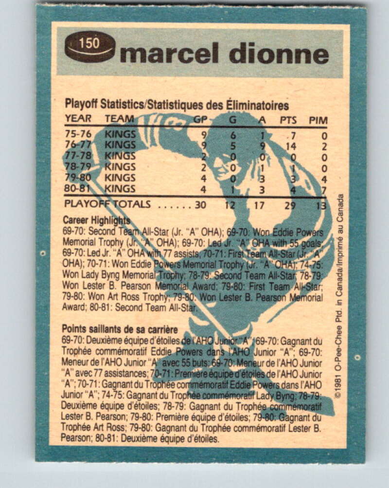 1981-82 O-Pee-Chee #150 Marcel Dionne Los Angeles Kings V30510