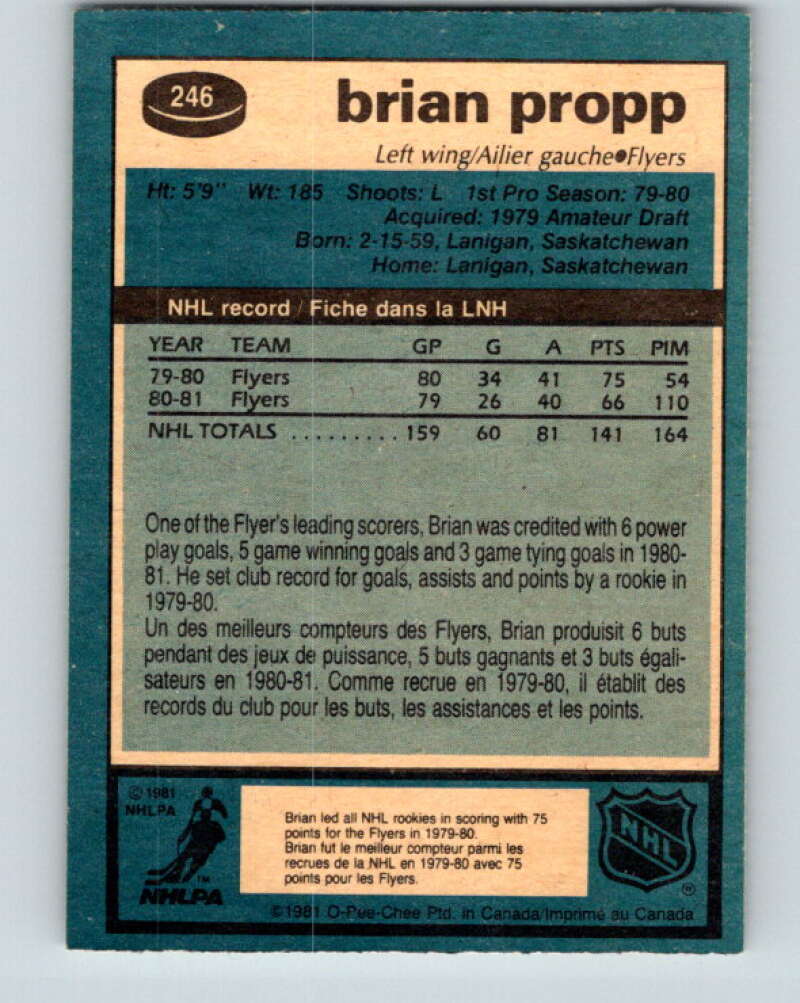 1981-82 O-Pee-Chee #246 Brian Propp Philadelphia Flyers V31249