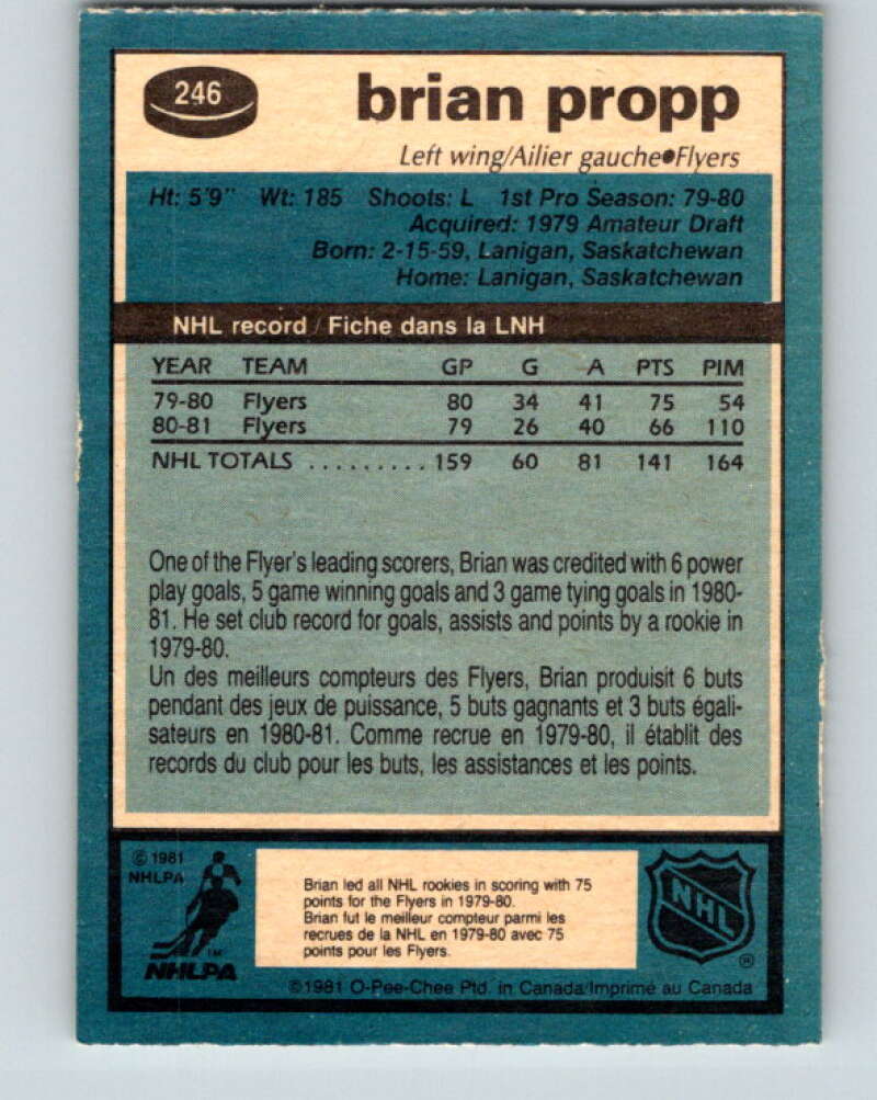 1981-82 O-Pee-Chee #246 Brian Propp Philadelphia Flyers V31250