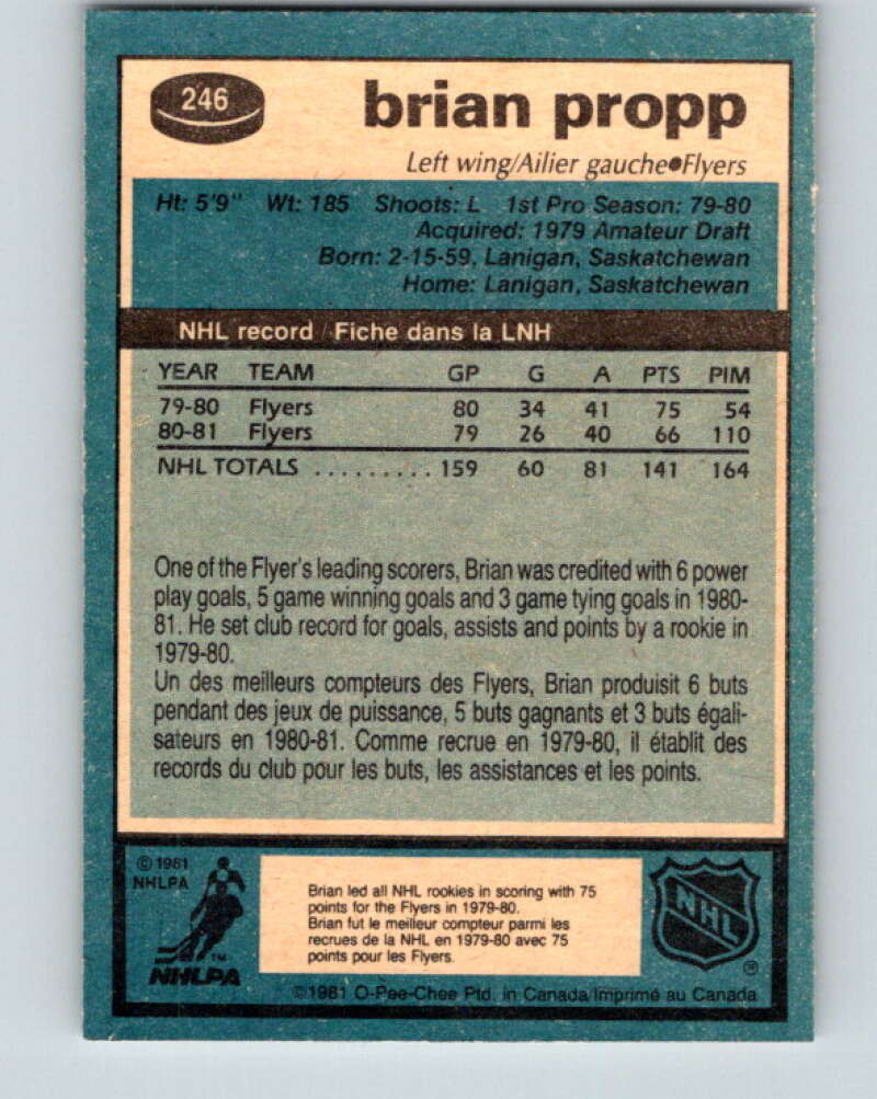1981-82 O-Pee-Chee #246 Brian Propp Philadelphia Flyers V31251