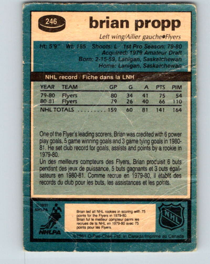 1981-82 O-Pee-Chee #246 Brian Propp Philadelphia Flyers V31253