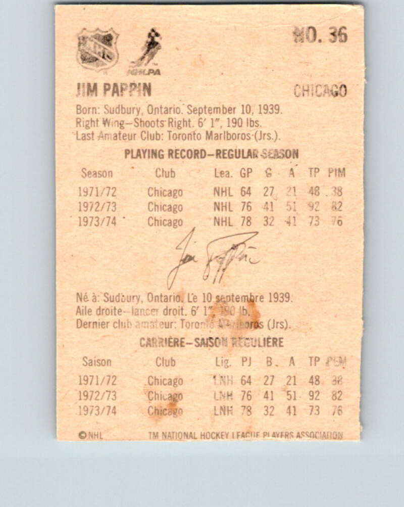 1974-75 Lipton Soup #37 Pit Martin Chicago Blackhawks V32256