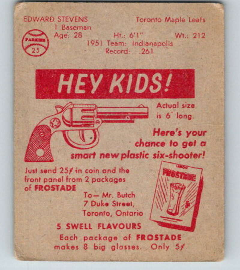 1952 Parkhurst #25 Ed Stevens Toronto Maple Leafs V32391