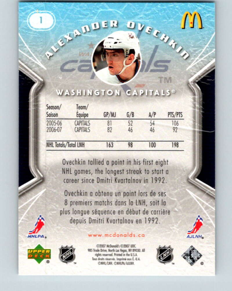 2007-08 Upper Deck McDonald's #1 Alexander Ovechkin