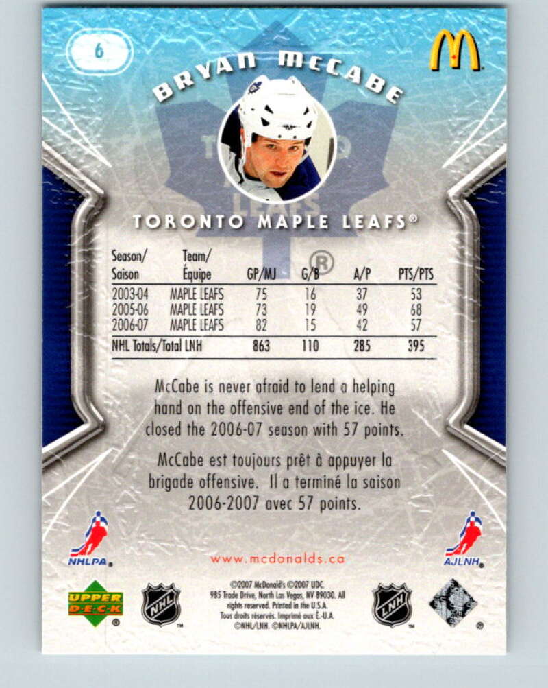 2007-08 Upper Deck McDonald's #6 Bryan McCabe
