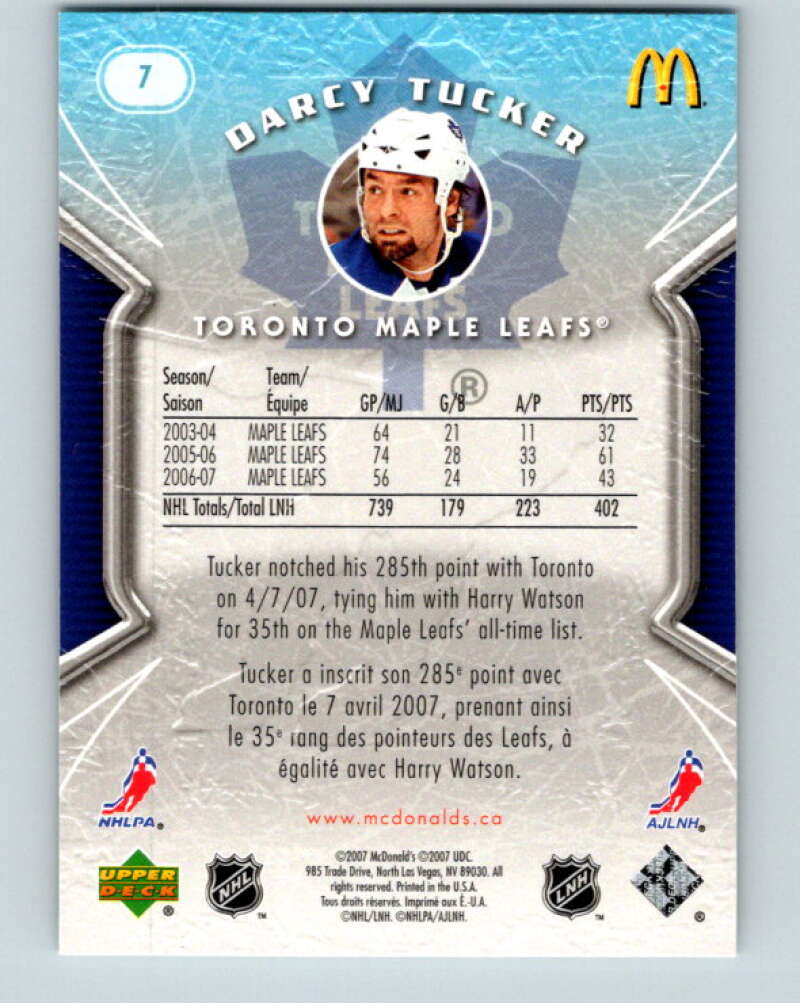 2007-08 Upper Deck McDonald's #7 Darcy Tucker