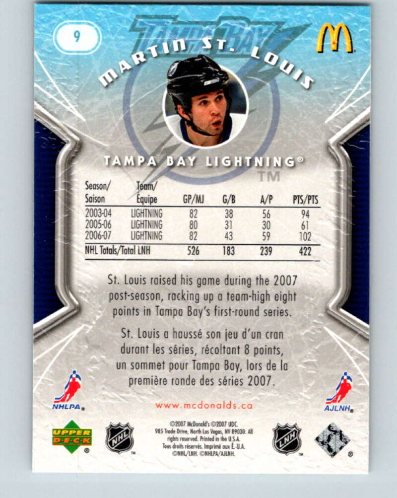 2007-08 Upper Deck McDonald's #9 Martin St. Louis