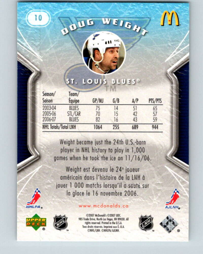 2007-08 Upper Deck McDonald's #10 Doug Weight