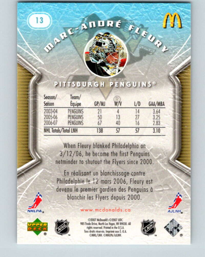 2007-08 Upper Deck McDonald's #13 Marc-Andre Fleury