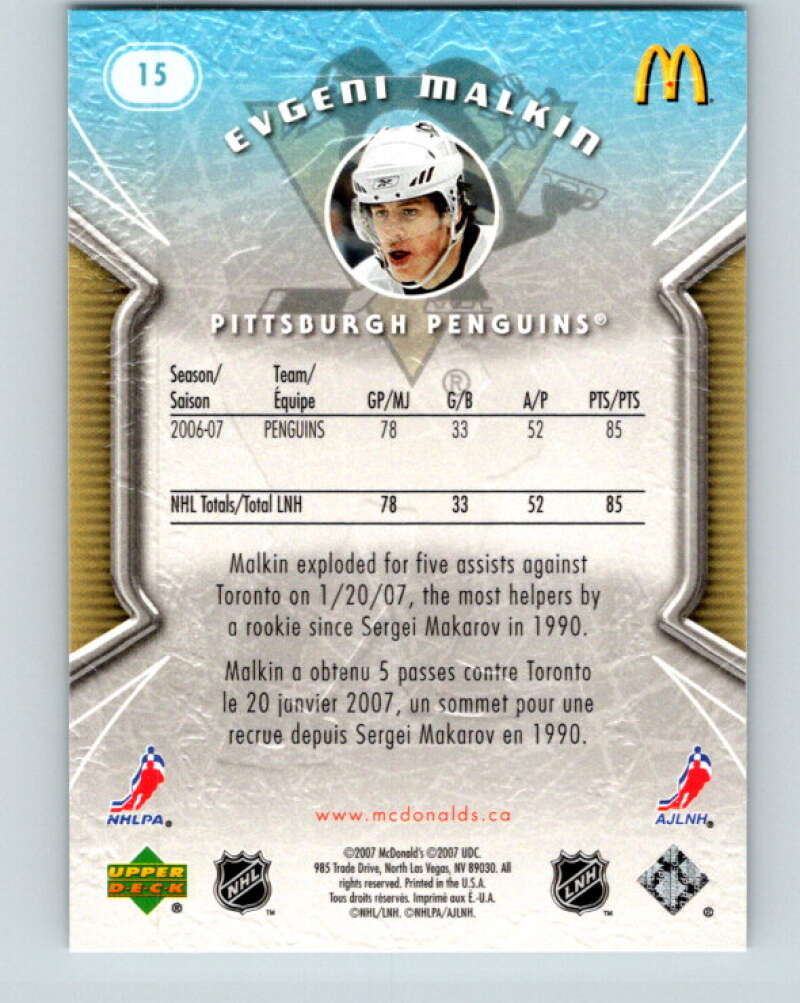 2007-08 Upper Deck McDonald's #15 Evgeni Malkin