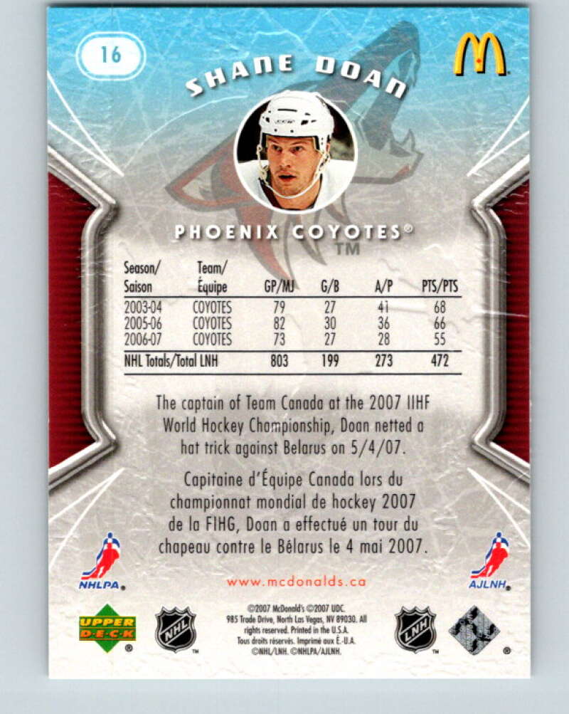 2007-08 Upper Deck McDonald's #16 Shane Doan