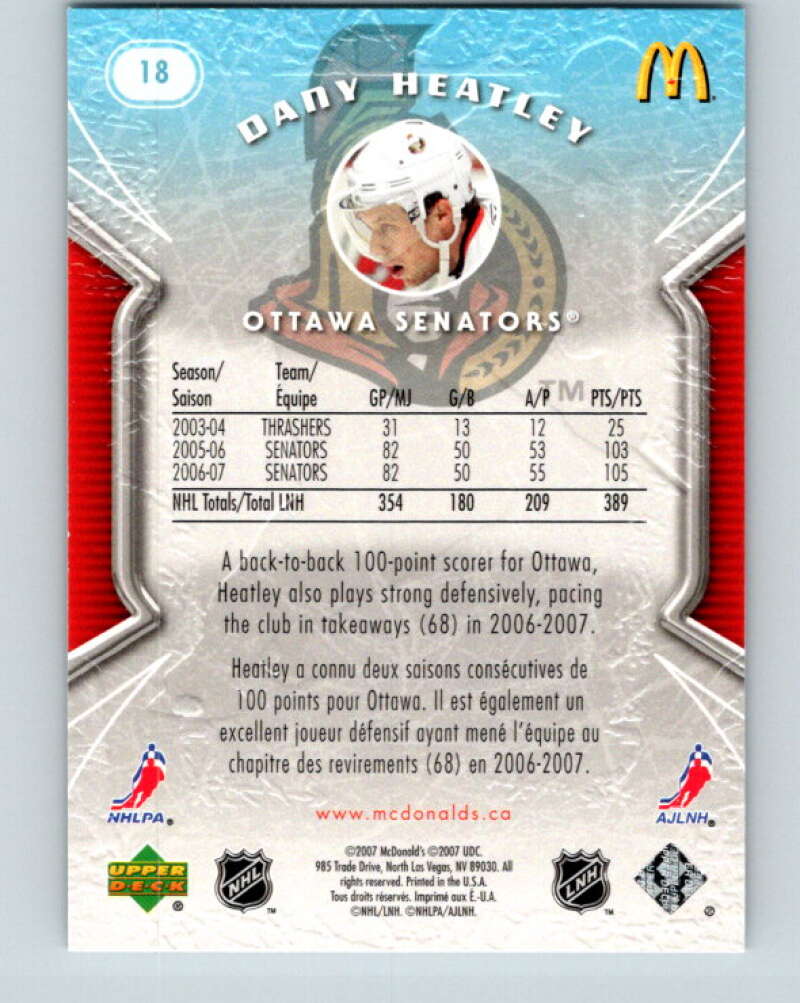 2007-08 Upper Deck McDonald's #18 Dany Heatley