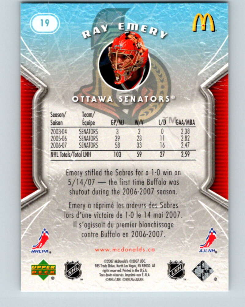 2007-08 Upper Deck McDonald's #19 Ray Emery