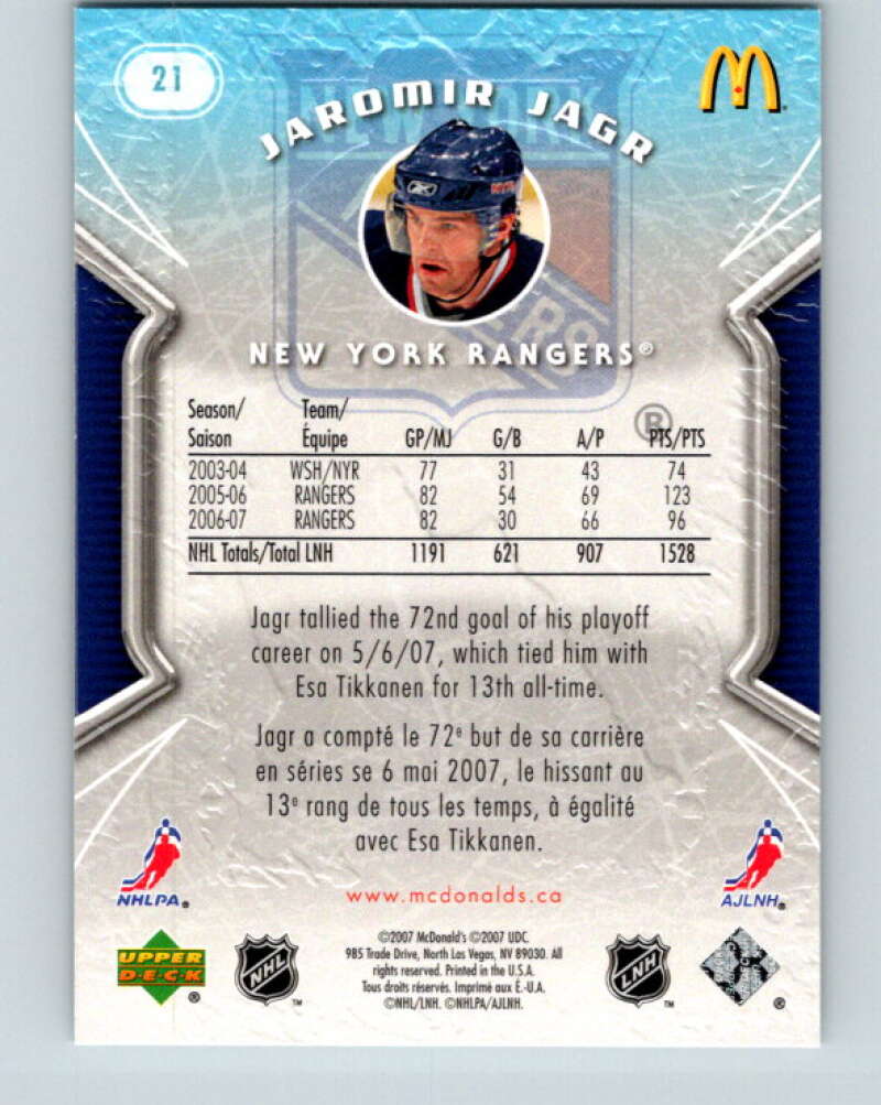 2007-08 Upper Deck McDonald's #21 Jaromir Jagr
