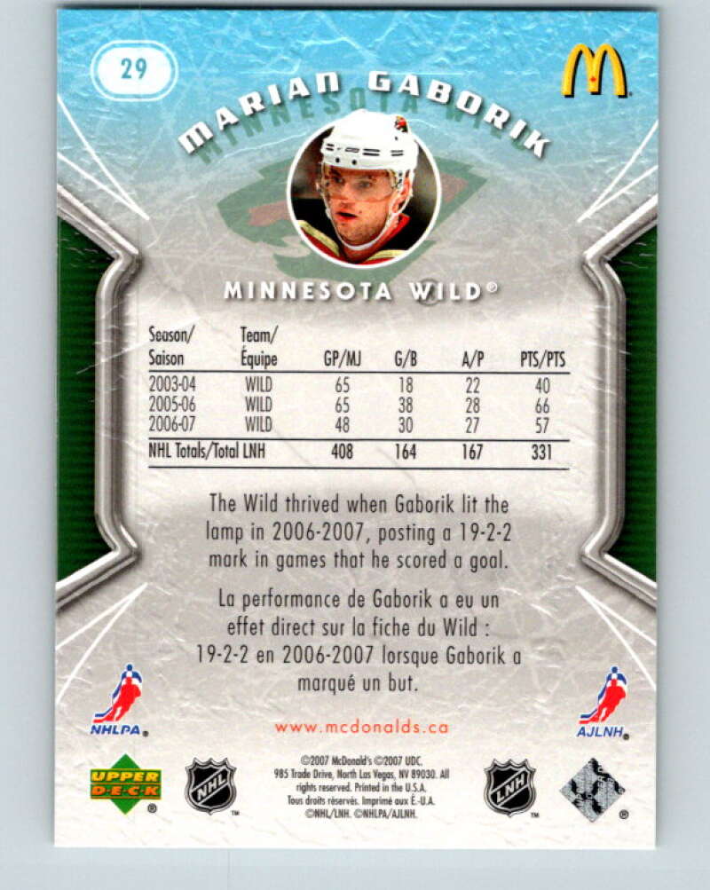 2007-08 Upper Deck McDonald's #29 Marian Gaborik