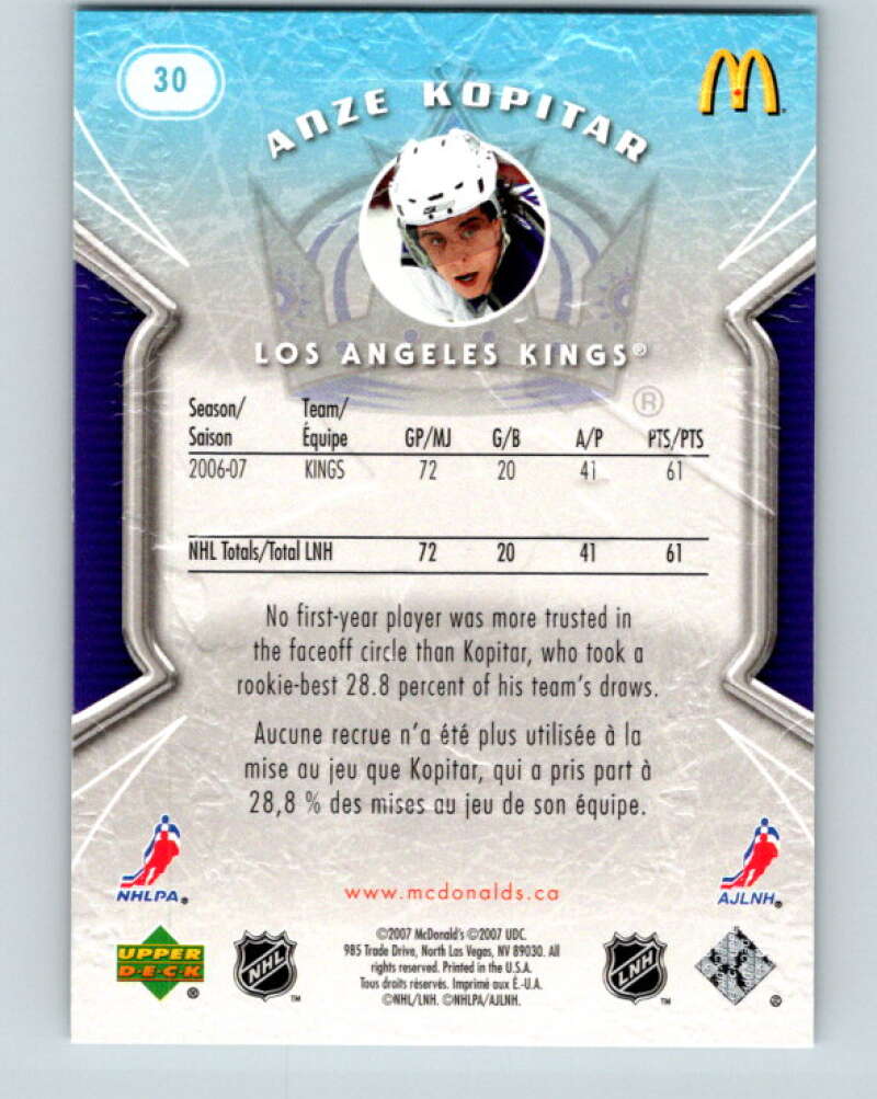 2007-08 Upper Deck McDonald's #30 Anze Kopitar