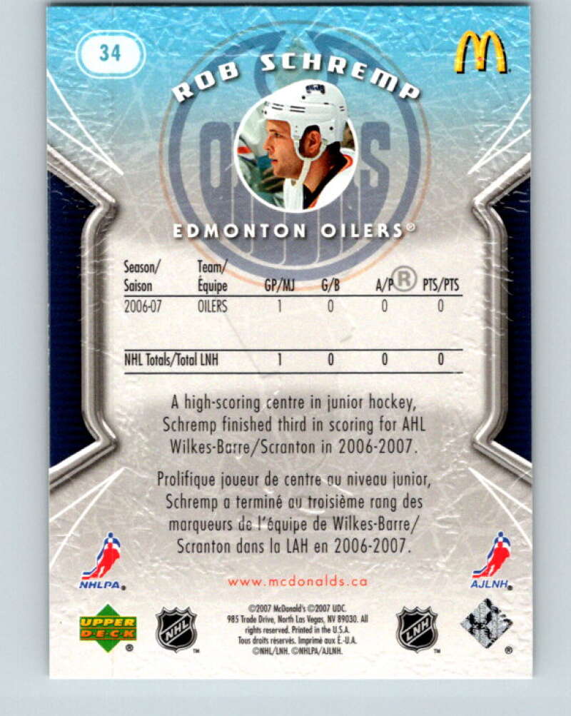 2007-08 Upper Deck McDonald's #34 Rob Schremp