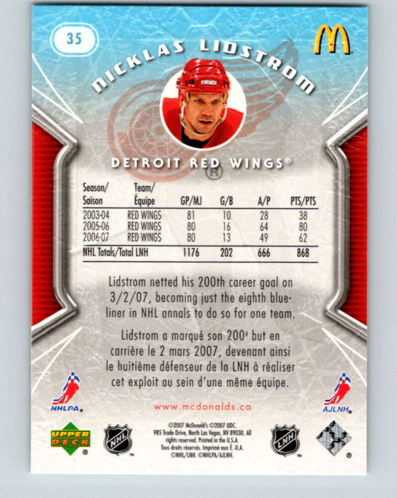 2007-08 Upper Deck McDonald's #35 Nicklas Lidstrom