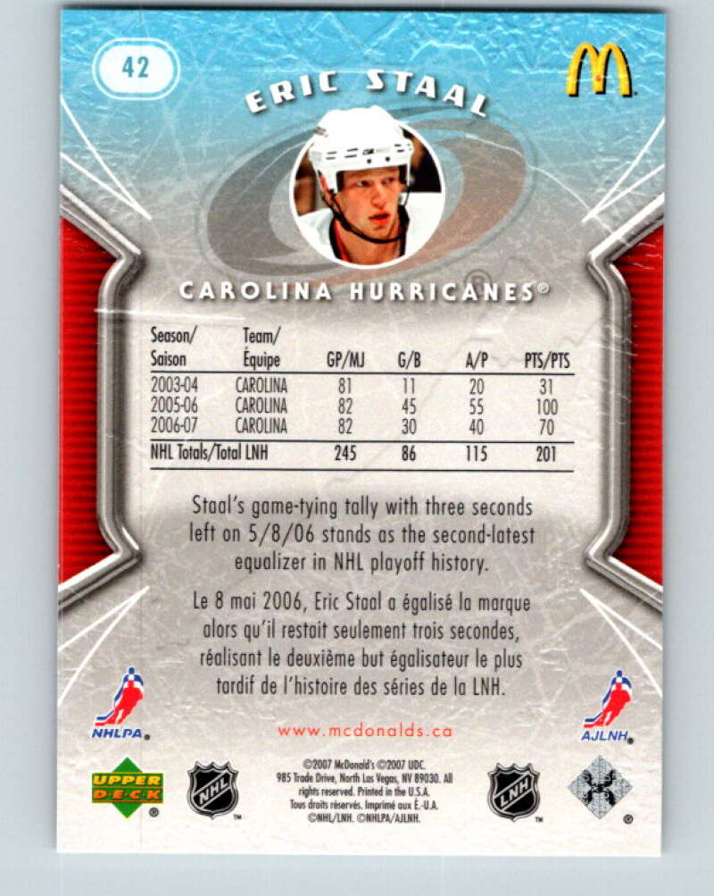 2007-08 Upper Deck McDonald's #42 Eric Staal