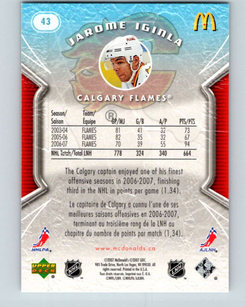 2007-08 Upper Deck McDonald's #43 Jarome Iginla