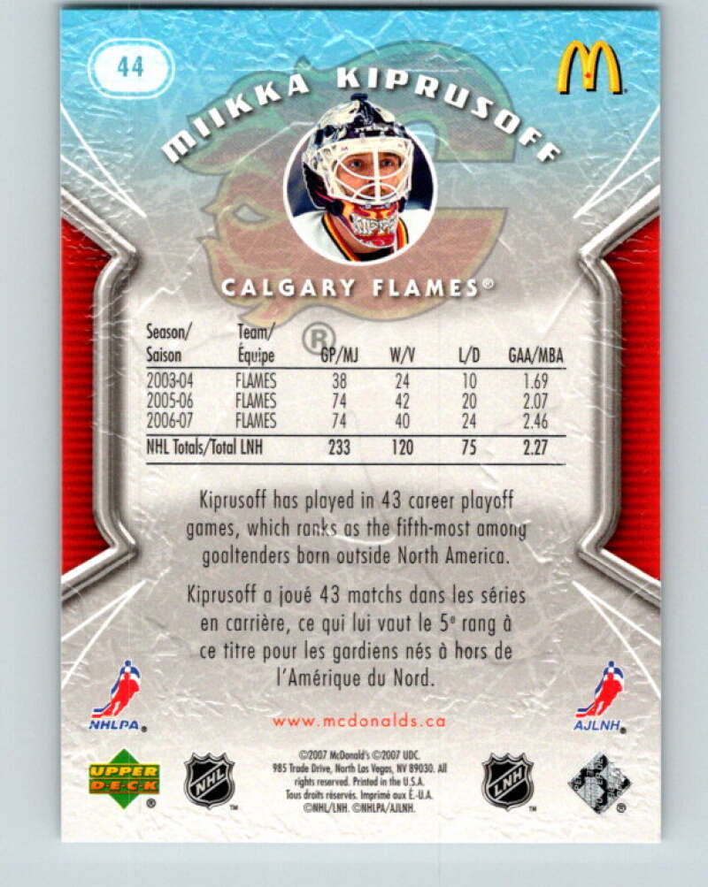 2007-08 Upper Deck McDonald's #44 Miikka Kiprusoff