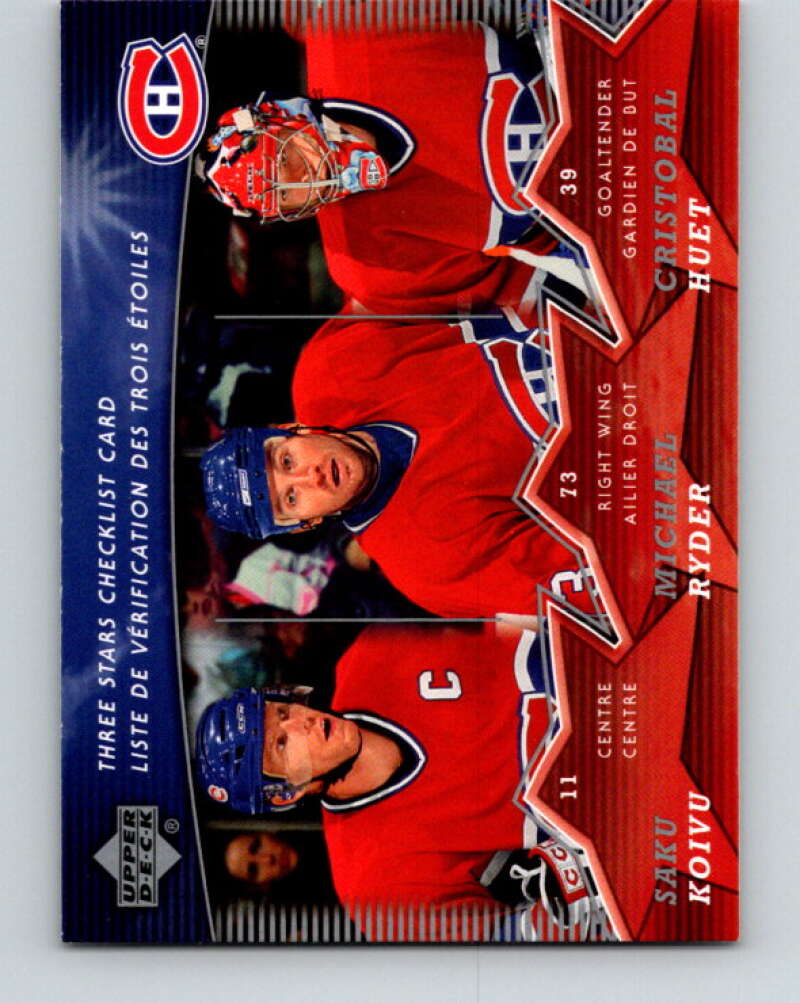 2007-08 Upper Deck McDonald's Checklists #CL1 Huet/ Ryder/Koivu