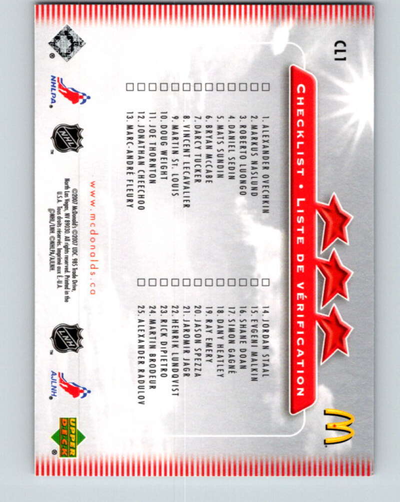 2007-08 Upper Deck McDonald's Checklists #CL1 Huet/ Ryder/Koivu