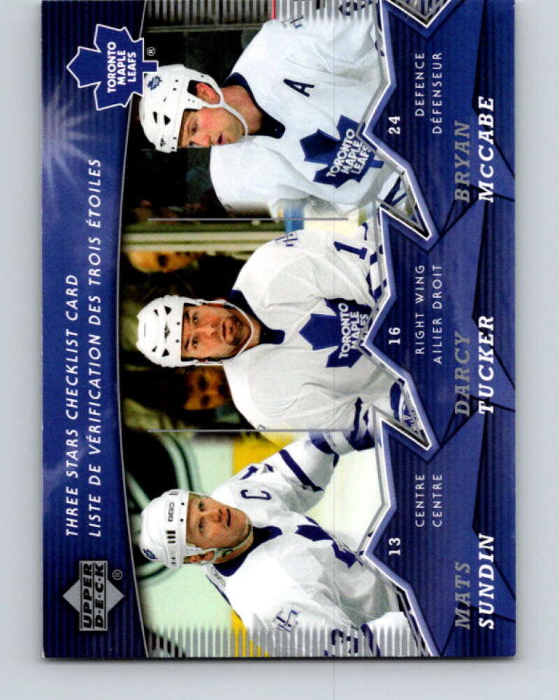 2007-08 Upper Deck McDonald's Checklists #CL2 Tucker/Sundin/McCabe