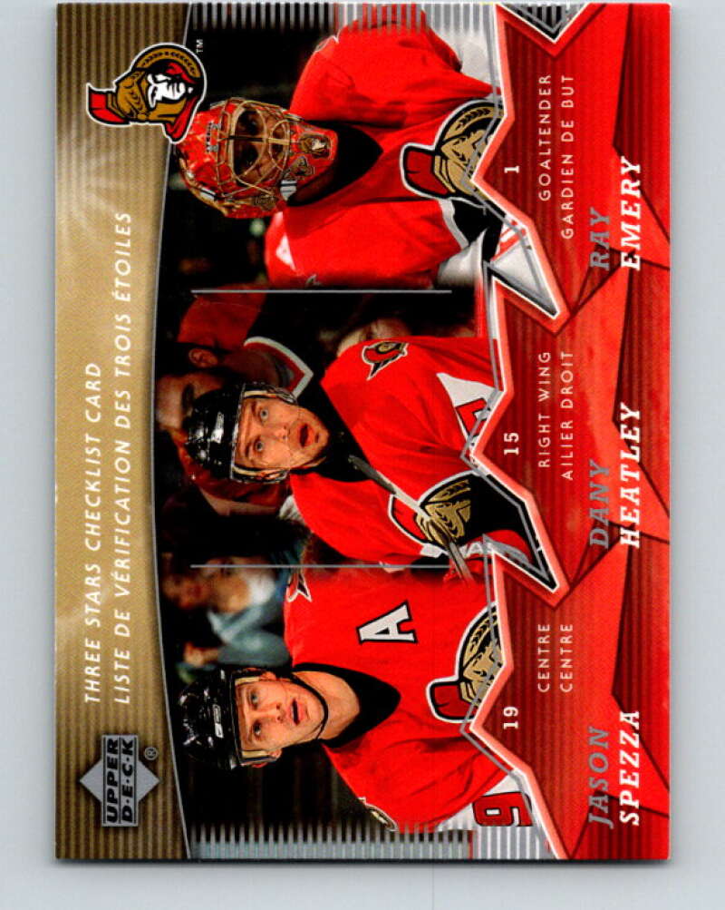 2007-08 Upper Deck McDonald's Checklists #CL3 Heatley/ Spezza/ Emery