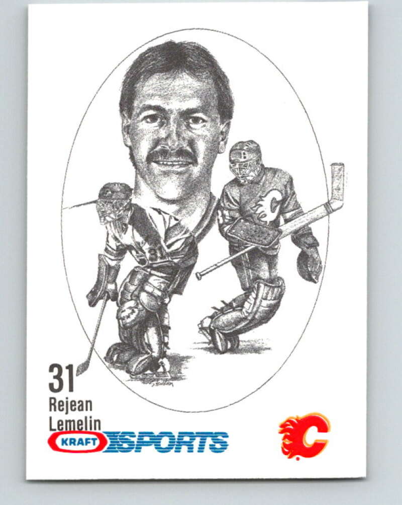 1986-87 NHL Kraft Drawings Rejean Lemelin Flames V32484