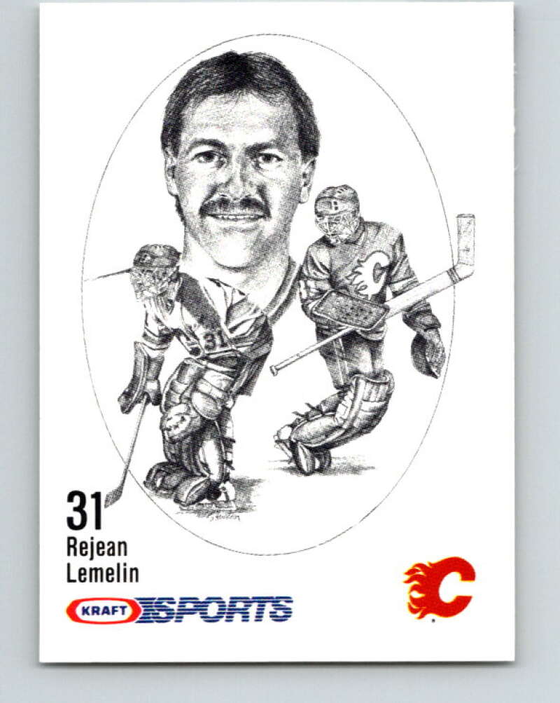1986-87 NHL Kraft Drawings Rejean Lemelin Flames V32485