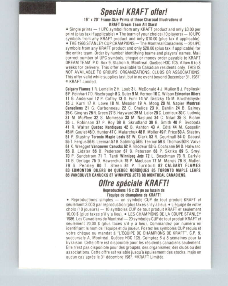 1986-87 NHL Kraft Drawings Brent Peterson V32493