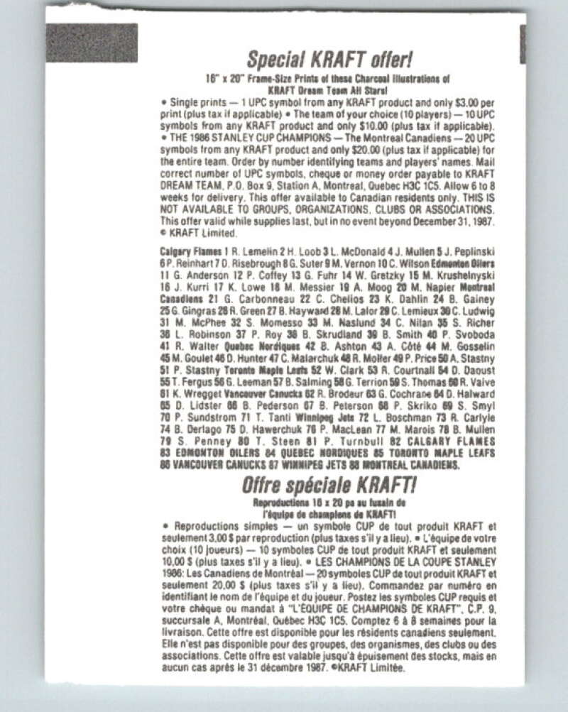 1986-87 NHL Kraft Drawings Stan Syml Canucks V32494