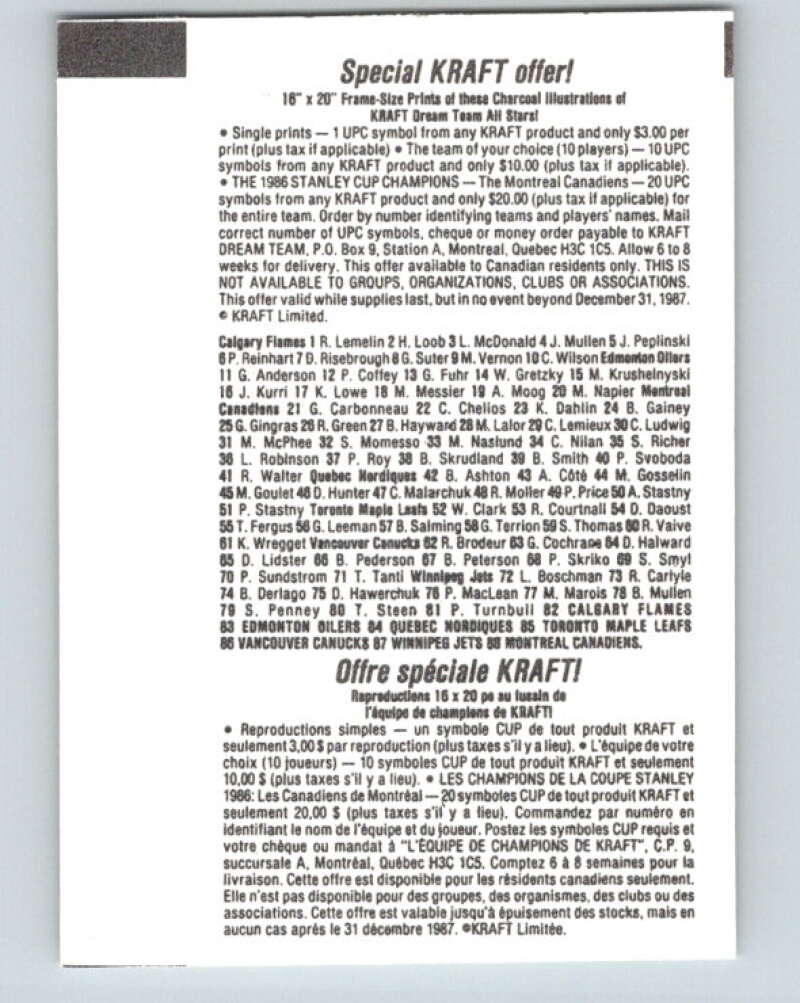 1986-87 NHL Kraft Drawings Stan Syml Canucks V32495