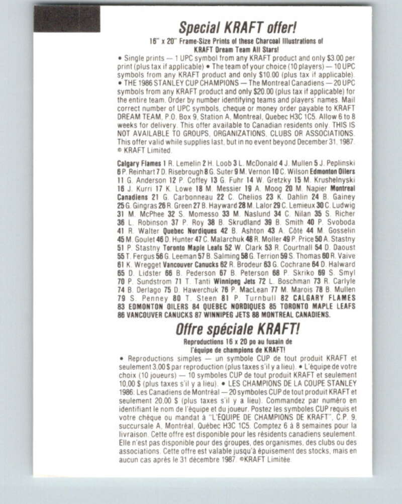 1986-87 NHL Kraft Drawings Stan Syml Canucks V32496