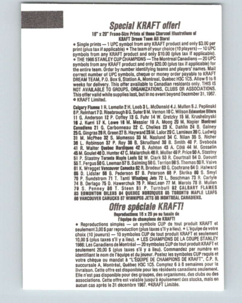 1986-87 NHL Kraft Drawings Larry Robinson Canadiens V32510
