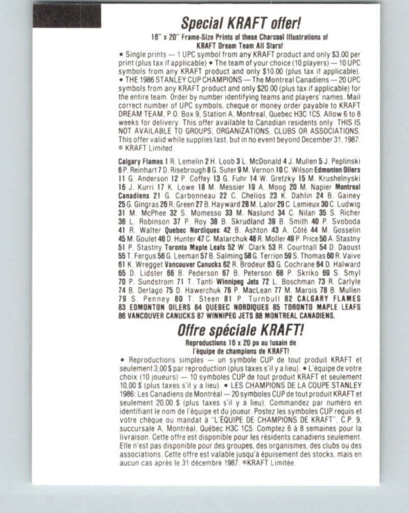 1986-87 NHL Kraft Drawings Paul MacLean Jets V32536
