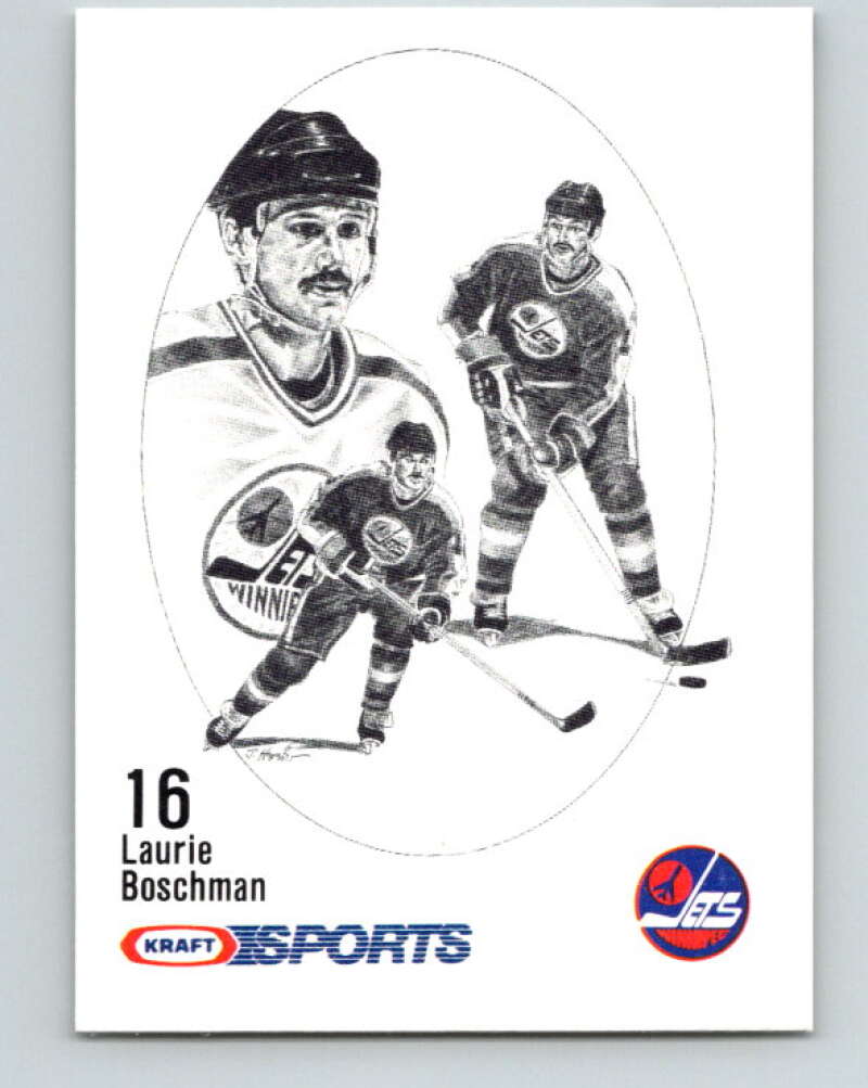 1986-87 NHL Kraft Drawings Laurie Boschman Jets V32539