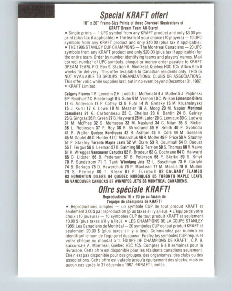 1986-87 NHL Kraft Drawings Brian Mullen Jets V32542