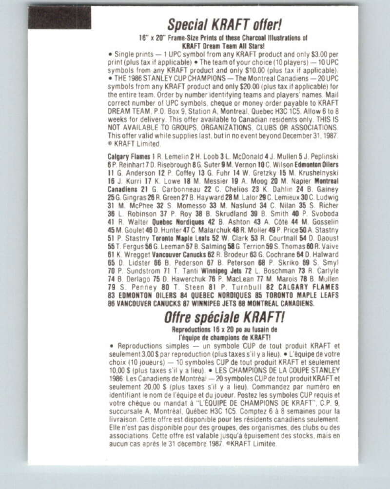 1986-87 NHL Kraft Drawings Thomas Steen Jets V32548