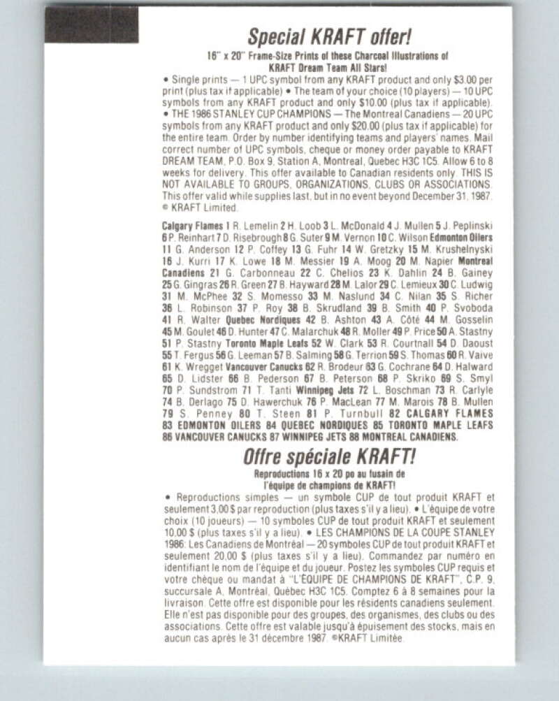 1986-87 NHL Kraft Drawings Perry Turnbull Jets V32553